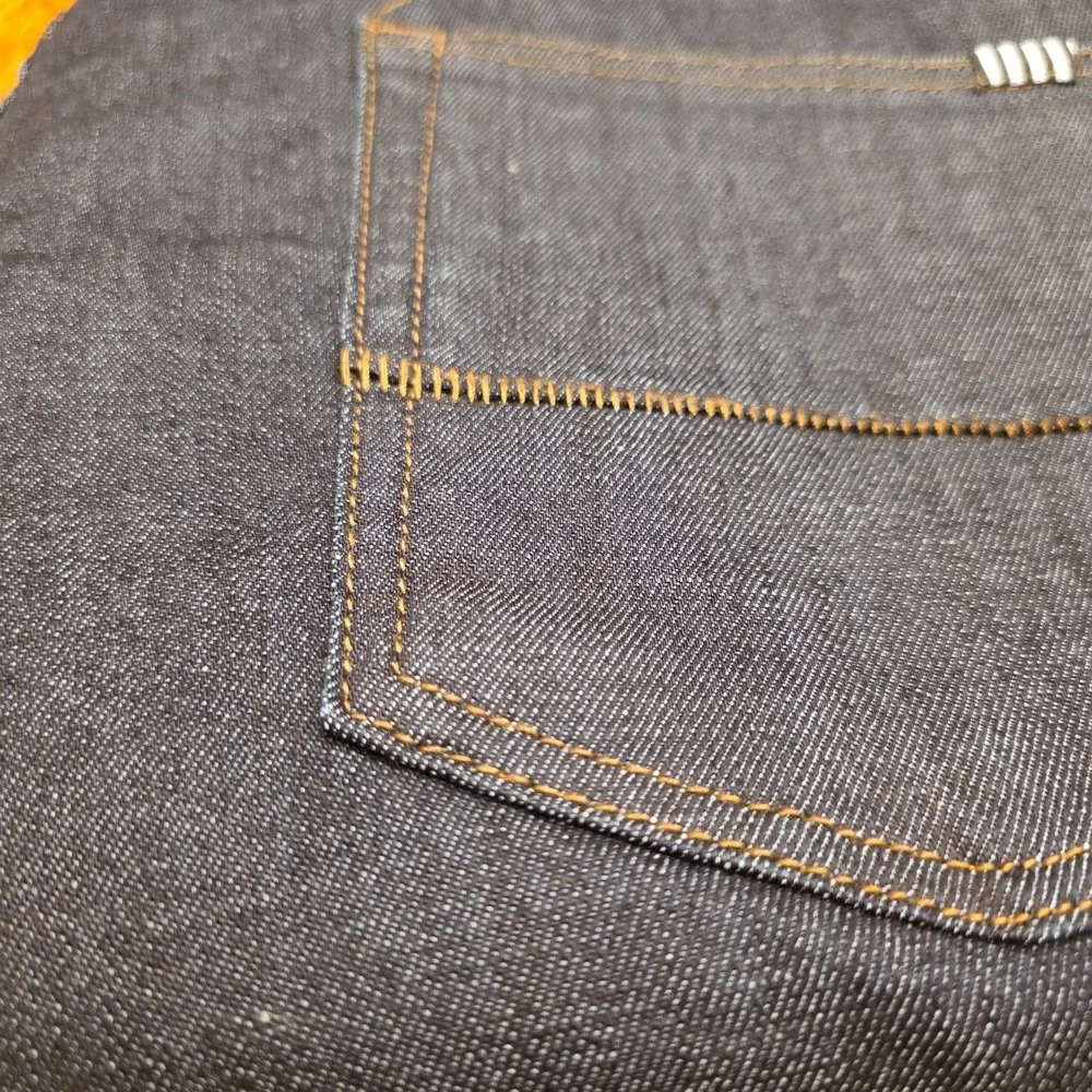 Mens 38x34 Jeans Straight‎ Leg Dark Wash Flat Front Dress Work Five Four